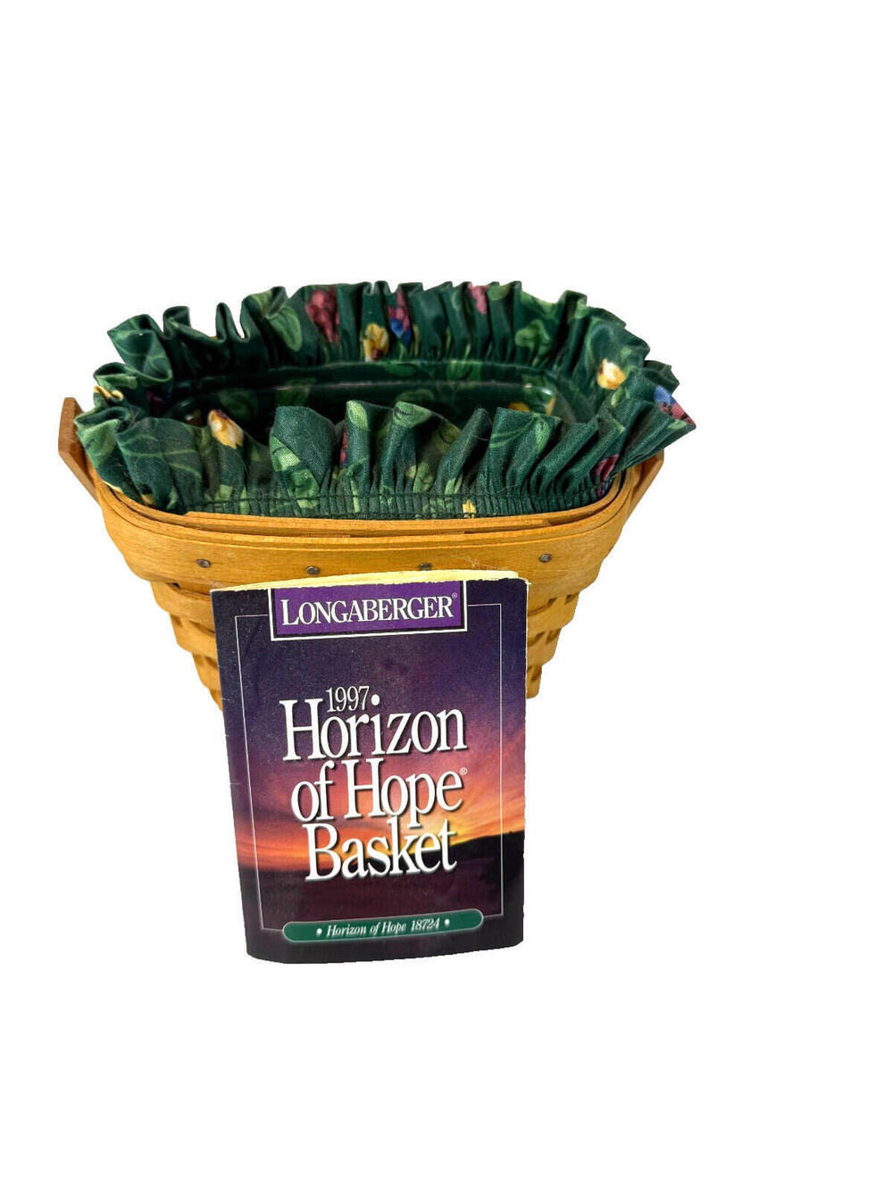 1997 Longaberger Horizon of Hope Basket w/Liner & Protector 5.5"L x 4"W x 4"H